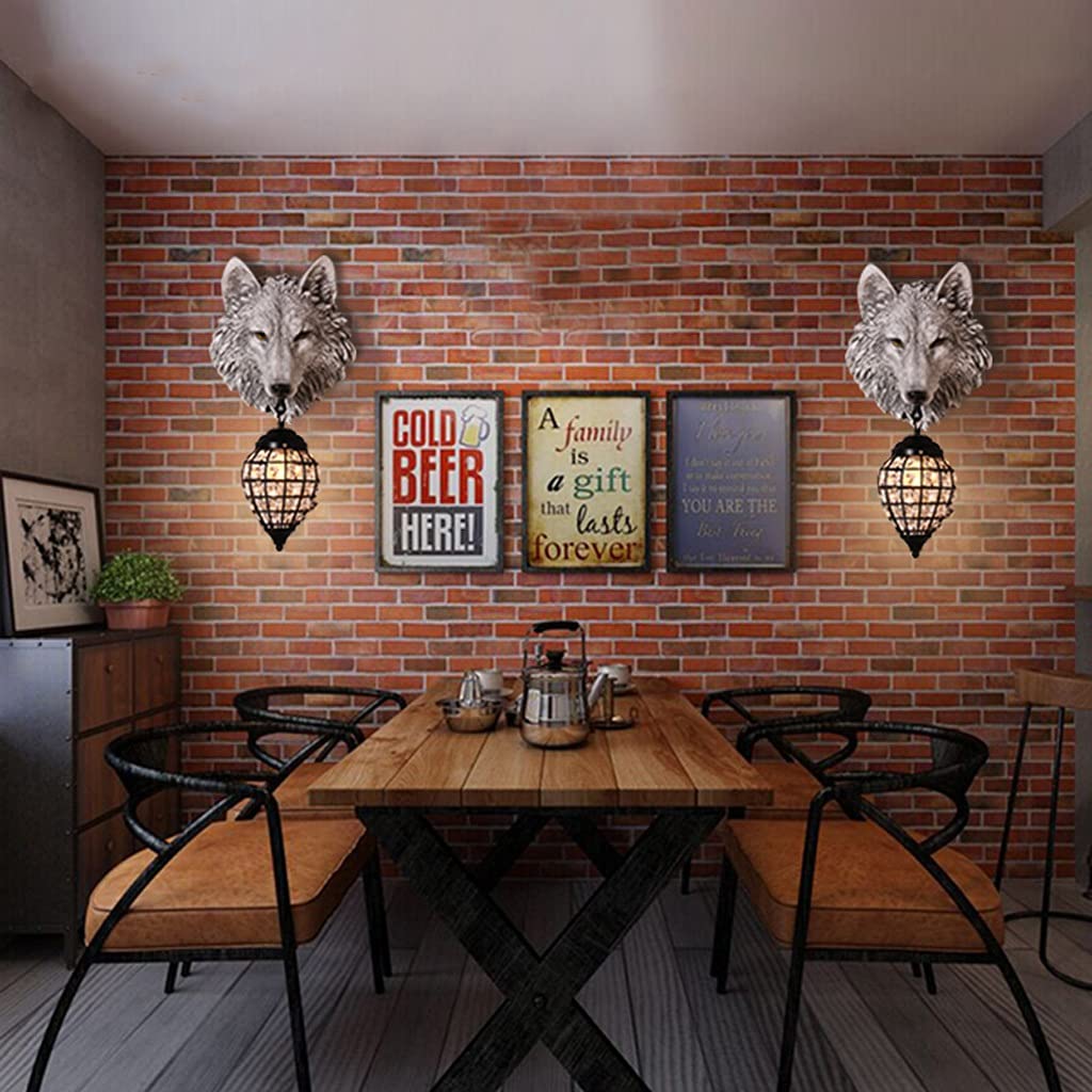 ウォールランプ 狼 アニマルヘッドオブジェ ライト